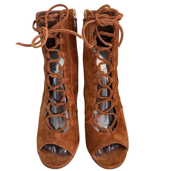 Laurence Dacade Couture Paris Suede LaceUp Bootie Block Heel - Picture 3 of 15